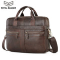Andong Genuine Cow Leather Shoulder Bags Briefcases for Men Male 14-Inch Laptop Large Capacity Business Messenger Bag Handbag