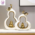 Golden Ceramic Gourd Ornaments Creative New Chinese Style Gifts Office Entrance Wine Cabinet Home Decoration