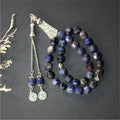 10mm Faceted Natural Blue Stone Beads Gold Plated Religious Islamic Misbaha Prayer Beads Tasbih Rosary Necklace