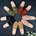 Spring and Autumn Flat Toe Semi-slippers Female Lazy Wear Casual square Toe Mule Single Shoes Large Size 41-44
