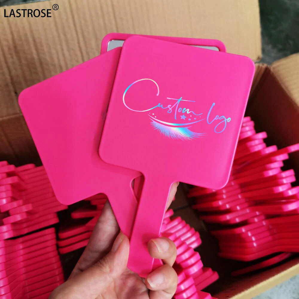 Cosmetic Handheld Mirror OEM logo square Pocket Mirror Private Label Single Side Plastic Mirrors for Women