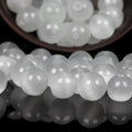 AsVrai U Natural Gemstone White Cat Eyes Stone Loose Round Beads for Jewelry Making Diy Craft Necklace Bracelet Accessories