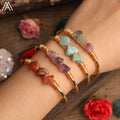 Raw Crystals Healing Cuff Bracelets Women Jewelry Open Bangle Chip Beads Natural Stone Top Gifts