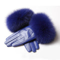 QIUCHEN QC21173 HOT SALE High-end Fashion Winter Warm Genuine Sheepskin Motorcycle Leather Gloves Real Fox Fur Outdoor Cycling