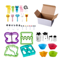 DIY Fruit Cutter Cute Food Picks Silicone Cup Cake Mold Set for Kids' Lunch Bento Boxes Stainless Steel for Home Kitchen