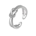 BINSHUO Wholesale Custom Brass Inlaid Zircon Jewelry Adjustable Diamond Surrounds Junction Knot Open Women Ring for Friend Gift