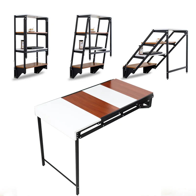 HOMEMORE Durable MDF Top Wall Mount Table With Metal Frame for Multipurpose Dining Working Table With Shelf Desk for Home Office