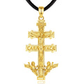 Wholesale 18K Gold Plated 925 Sterling Silver Caravaca Cross Pendant Necklace for Weddings Parties Anniversaries Featuring