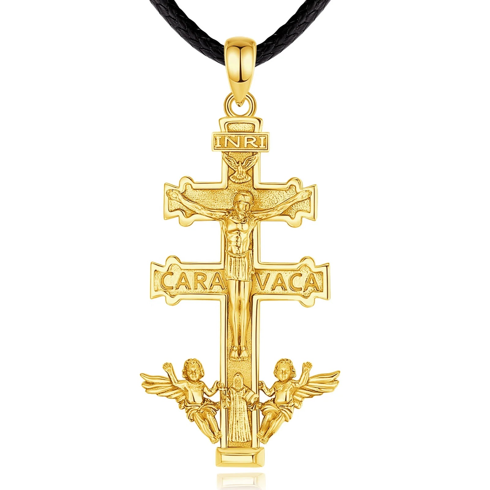 Wholesale 18K Gold Plated 925 Sterling Silver Caravaca Cross Pendant Necklace for Weddings Parties Anniversaries Featuring