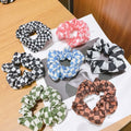 Wholesale Girls Colorful Black White Vintage Print Plaid Patterned Scrunchie Accessories Checker Scrunchies Checkered Hair Tie