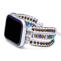 Handmade 3-Layer Natural Obsidian Stone Woven Watch Strap Removable and Adjustable for Smart Watches