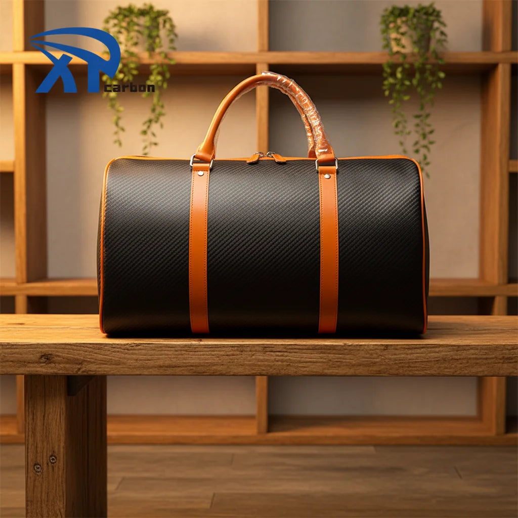 Unisex Carbon Fiber Travel Bag Fac Wholesale Orange Black Fashionable Soft Bag