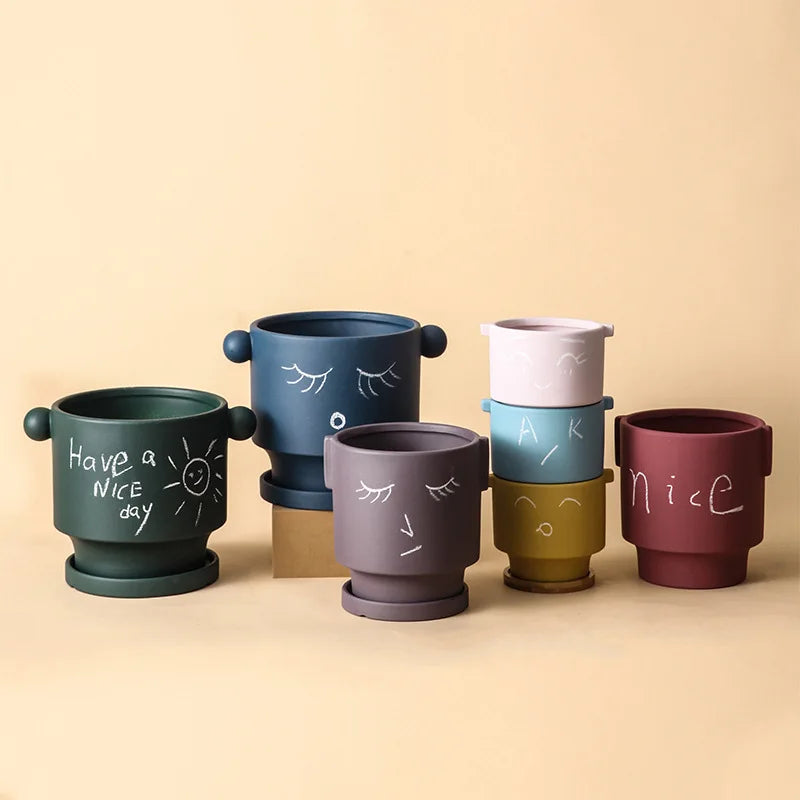 Custom Painting Glazed Ceramic Eco-Friendly Planter Flowerpot Wholesale Flower Pots