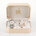 Women Gifts for Quartz Watch High Quality  Gift Box Women Watch Wristwatch Earrings Necklace Relogio Feminino