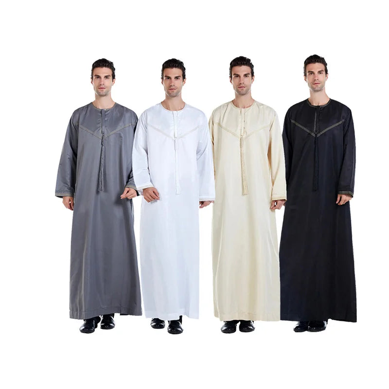 New INS Hot Casual Wear Dubai Thobe With Pockets Arab Muslim Thobe for Men Islamic Clothing