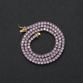 4 Mm Pink Tennis Chain Blue Cz Tennis Chain Necklace Bracelet Jewelry for Men and Women Hip Hop Party Fashion