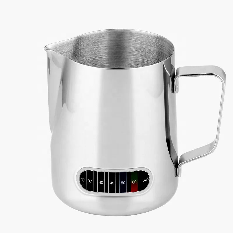 Coffee Cup Latte Pot French Press Foam Milk Heat-resistant Sliver Stainless Steel Modern Business Household HANDGRIP