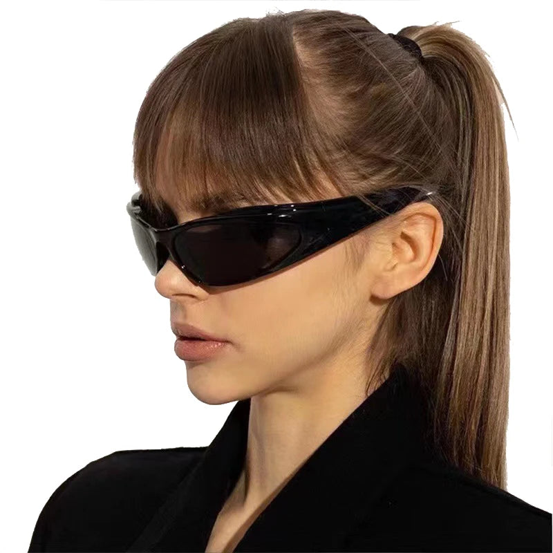 ADE WU STY20941G Outdoor Windproof Cycling Glasses Oval Lens Futuristic Y2k Sunglasses Cyberpunk Fashion Sports Eyewear