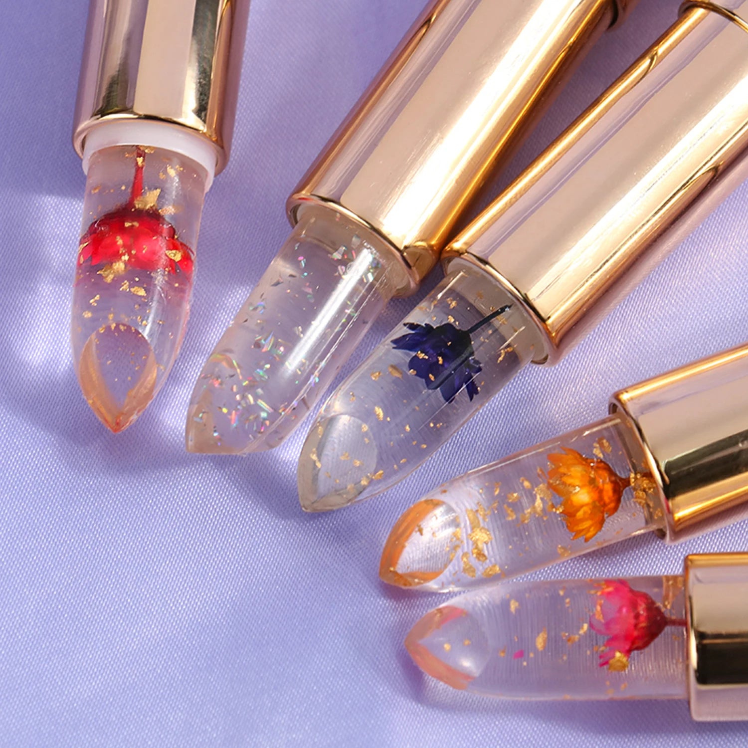 Moisturizer Temperature Lip Stain Crystal Flower Lipstick Color Changing Magic Lipstick Jelly