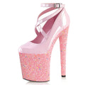 Sequin pink Luminous Bag Heel Thin Heel 20 cm Club Pole Dance Fashion Women's Large Spring and Autumn Shallow Mouth Single Shoes