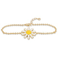 New Designs 925 Silver Gold Plated Zirconia Enamel Chrysanthemum Mini Flower Bracelet Fine Jewelry for Daily