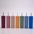 Hotsale 16OZ Custom Matte Plastic Water Bottle Double Wall Skinny Tumbler With Straw