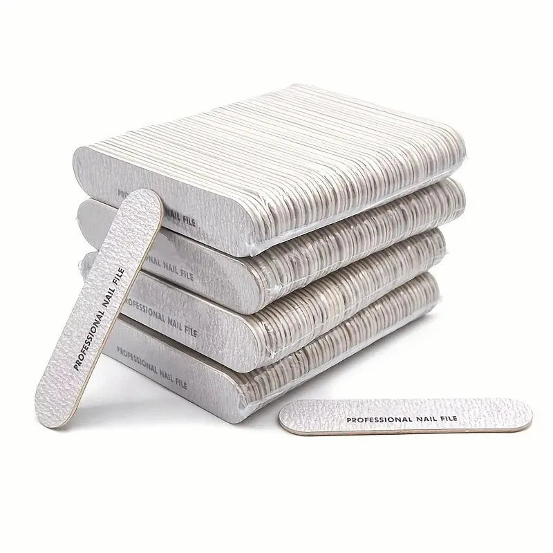 Custom Logo Mini Nail File Manicure Tool Thin Wood Nail Files Strip 100/180 Grit