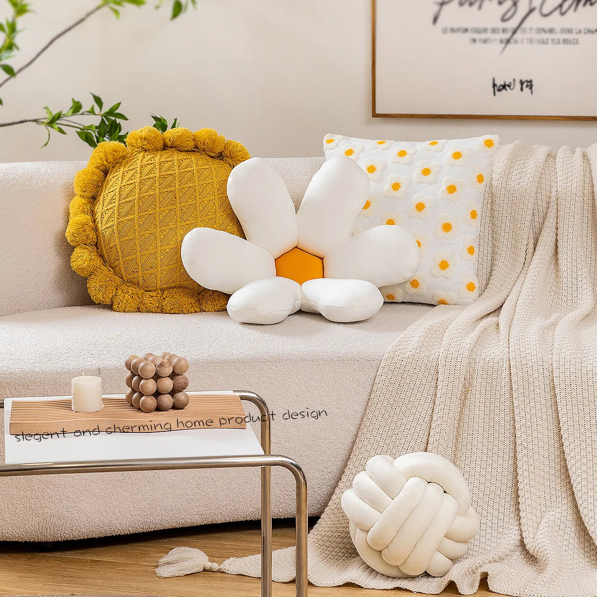 Ins Style Tufted Cushion Cover 30x50 45x45cm Cotton Canvas Nordic Pillow Case  Living Room Home Decoration