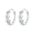 925 Sterling Silver Starry Hoop Earrings Sparkly Zircon Ear Clip Plated White Gold for Women Party Fine Jewelry BSE979