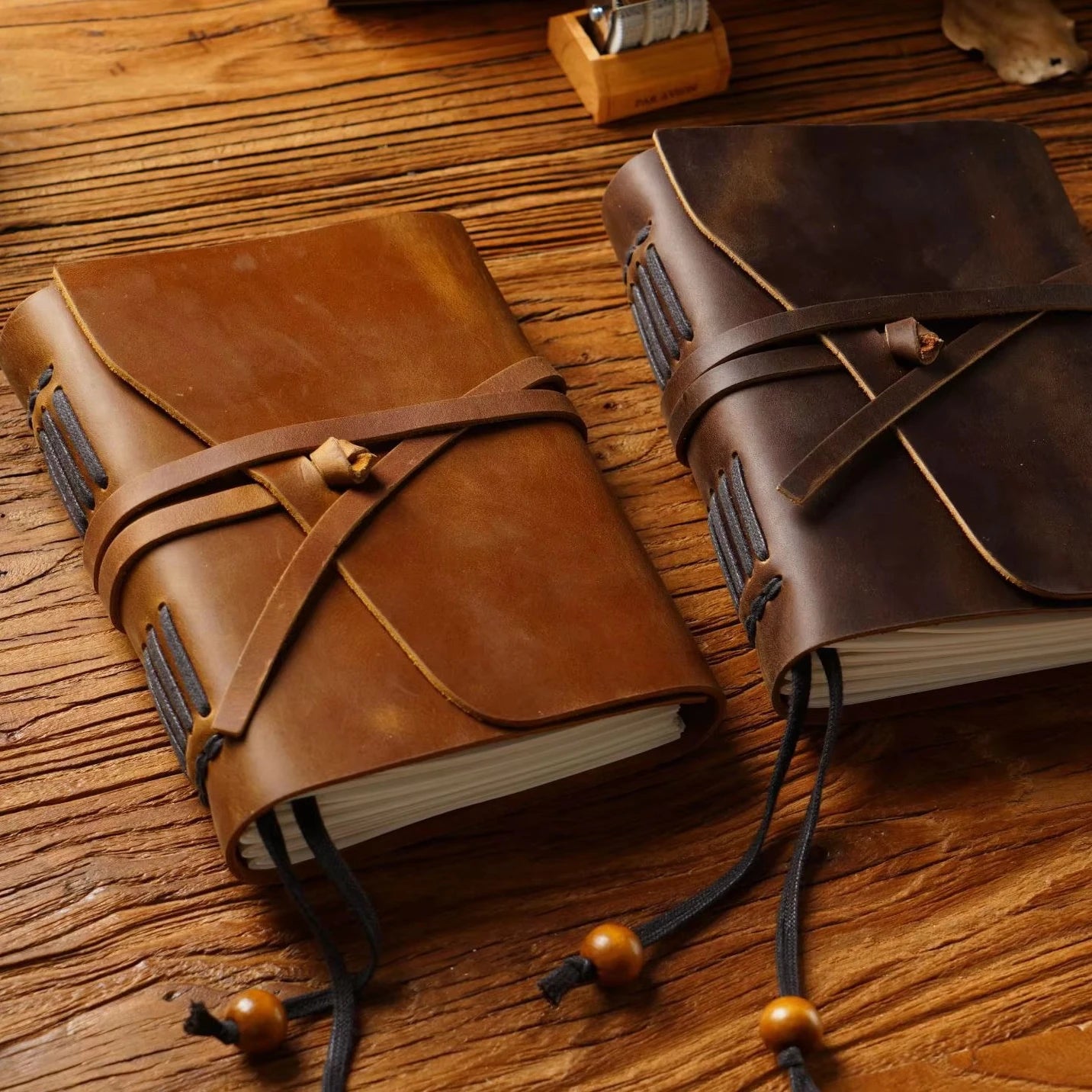 Custom Refillable Real Leather Notebook Handmade Vintage Brown Genuine Leather Traveler Notebook for ETSY