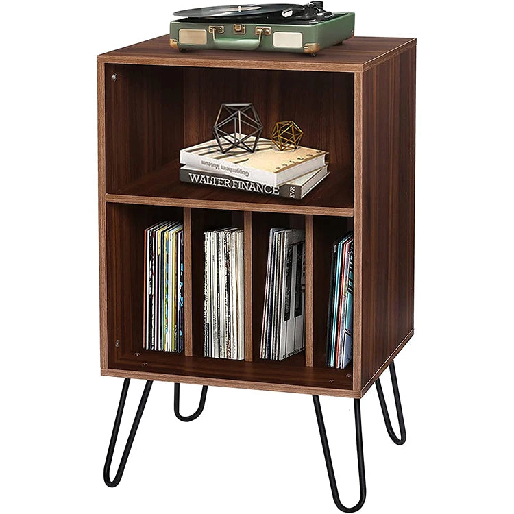 Modern Stackable Night Stand Record Player Stand Extendable Vinyl Storage Plastic Material Metal Hairpin Legs for Bedroom Use