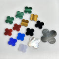 HQ Gems Colors Four Leaf Clover 13mm Width 2mm Thickness Natural Green Malachite Tiger Eye MOP Red Blue Agate Onxy