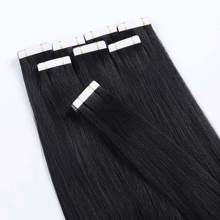 Invisible Tape Hair Extension Black Brown Raw Straight Russian Double Drawn Virgin Tape in Hair Extensions 100% Human Hair Remy