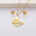 Butterfly Crystal 18 k Gold Plated Stainless Steel Women Jewelry Sets