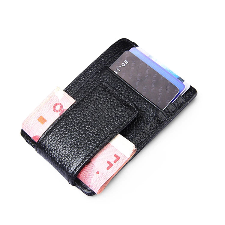 2023 Popular Ultra Slim RFID Leather Magnetic Money Clip with Card Case for Men