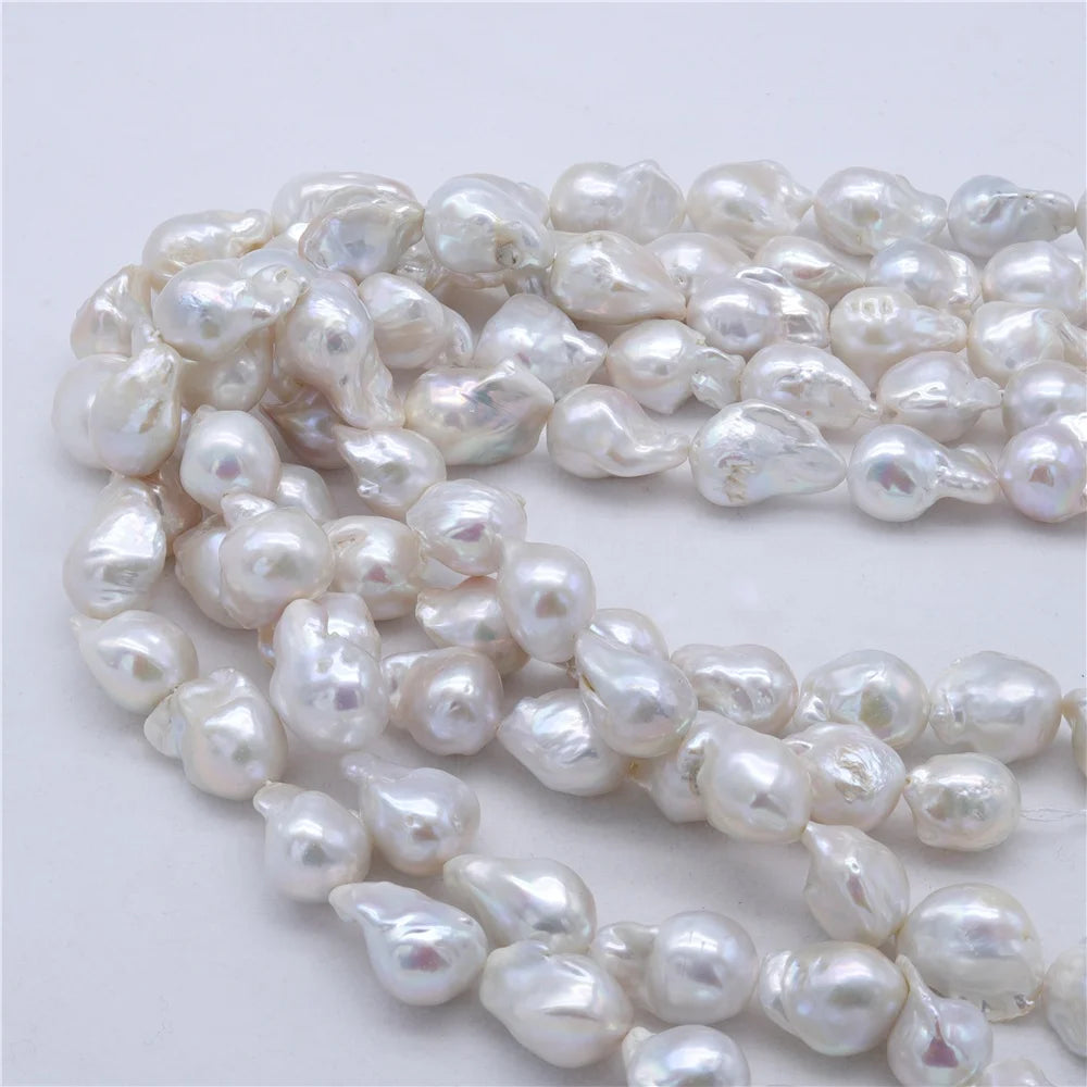 16inches 14-16mm Natural Baroque Pearl Necklace Strands in Large Size  Cultured Freshwater Pearl Necklace