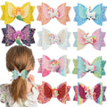 Unicorn Bow Hair Accessories for Girls Boutique 12-Colour 3in Alligator Hair Bows with Glitter Hair Clips