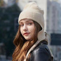 Hot Selling Single Layer Soft Fleece  Flight Custom Knitted Caps With Earflap Beanie Hat Soft Warm Beanies for Women
