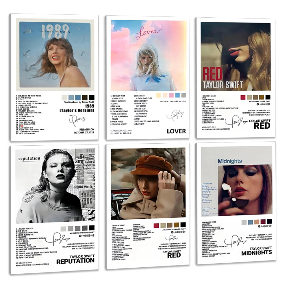 Singer Signed Limited Posters Music Album Cover Poster Prints Set of 6 Room Aesthetic Canvas Wall Art Prints for Room Wall Decor