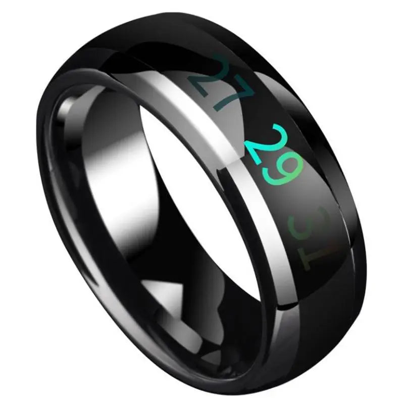 Stainless Steel Smart Ring Temperature Ring Temperature Intelligent Temperature Sensing Titanium Steel Couples Ring