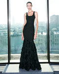 A10698Migugarment Wholesale Price Black Women Maxi Grown Dress Floral Embellishments Fashion Sleeveless Lady Party Evening Dress