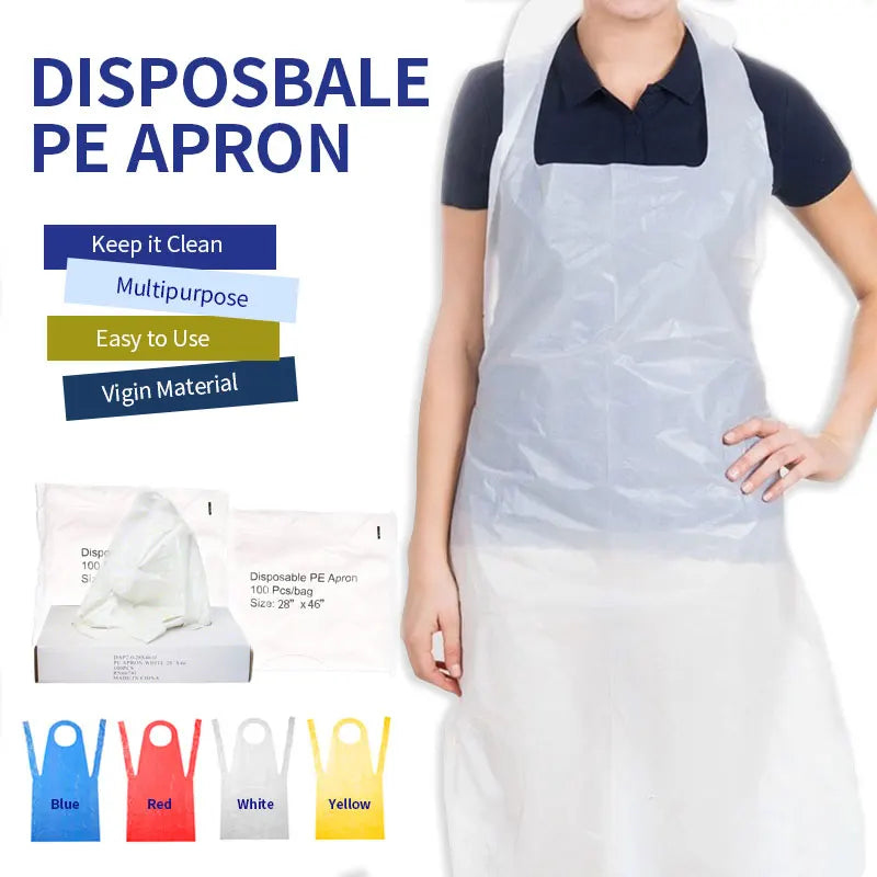 Plastic Apron Disposable Personal Protection Waterproof Oil Apron for Restaurant Cake Shop Pe  Barber Apron
