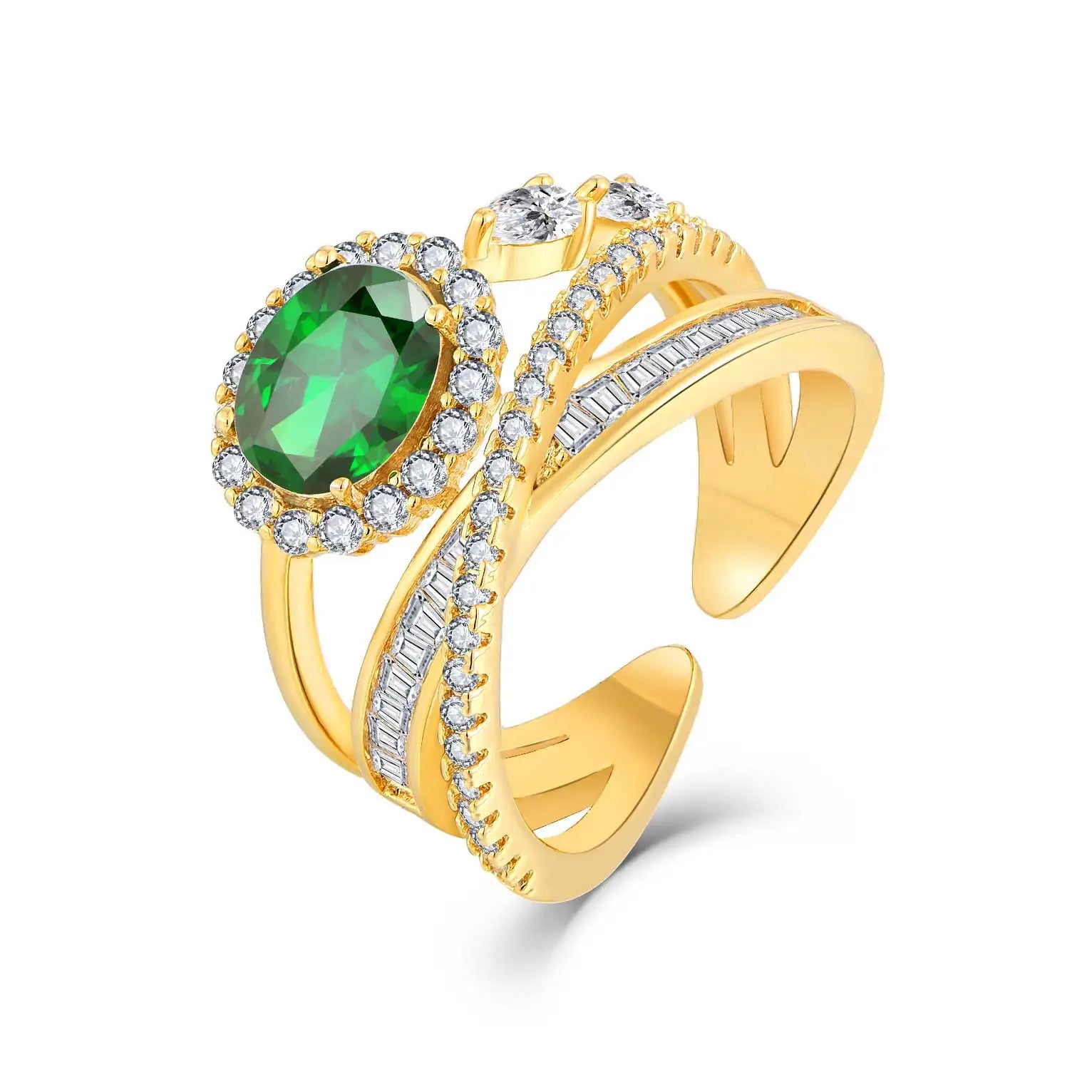 QX Minimalist 18K Gold Plated Luxury Fashion Fine Jewelry 925 Silver Zircon Open Ring for Women Valentine's Mother's Day Gift