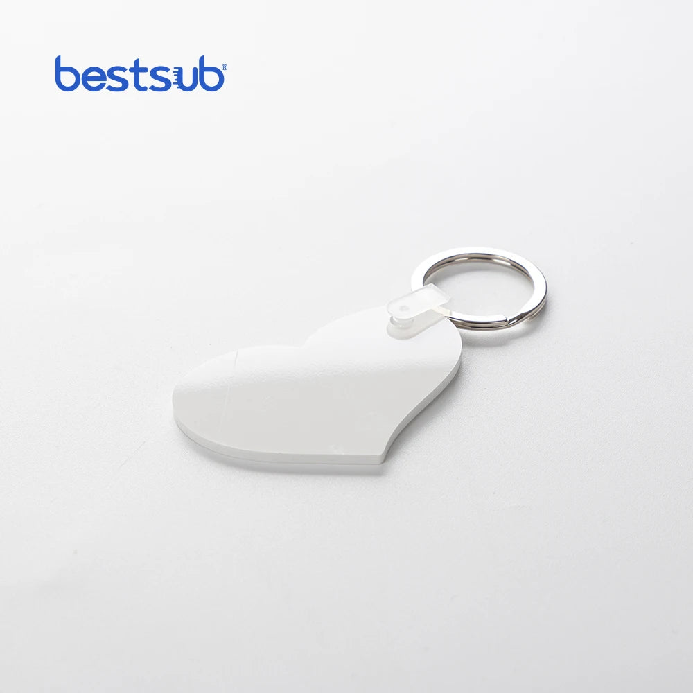 BestSub Wholesale Custom 4.36*12.57cm Lover Hearts Unisub Key Ring Sublimation Blanks FRP Keychain