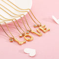 Wholesale Waterproof Bamboo Shape Zircon 18K Gold Plated Stainless Steel Initial Letter Pendant Necklace