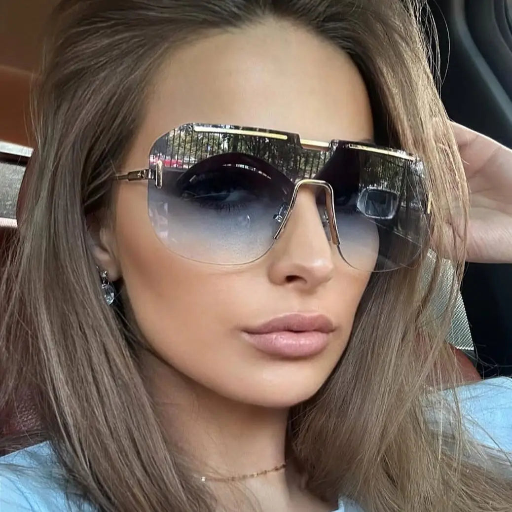 Fenyi Wholesale square Large Frame One-piece Fashion European and American Trend Metal High-end Sunglasses for Women MegaBDM