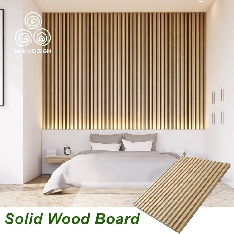 MUMU Hotel Room Forms Wallboard Decorative Material Solid Wood Building Board Slat Wall Panels for Interior