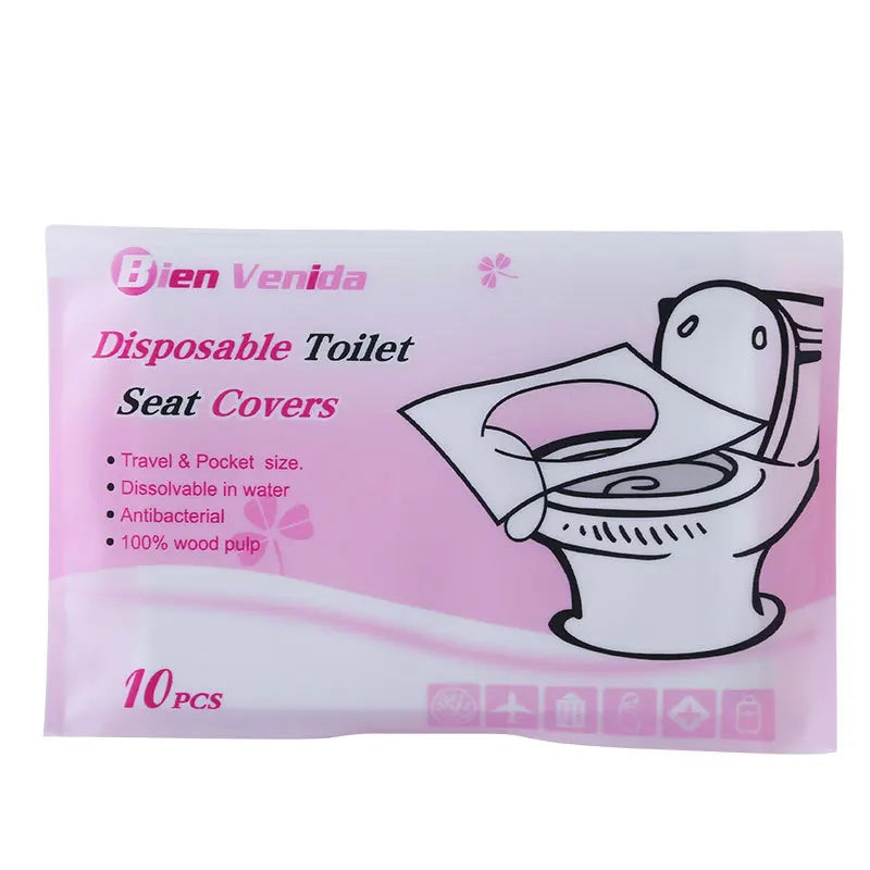 Wholesale 10s Dissolving Morandi Color pink Disposable Toilet Seat Cover Travel Toilet Seat Sanitary Portable Toilet Seat Mat