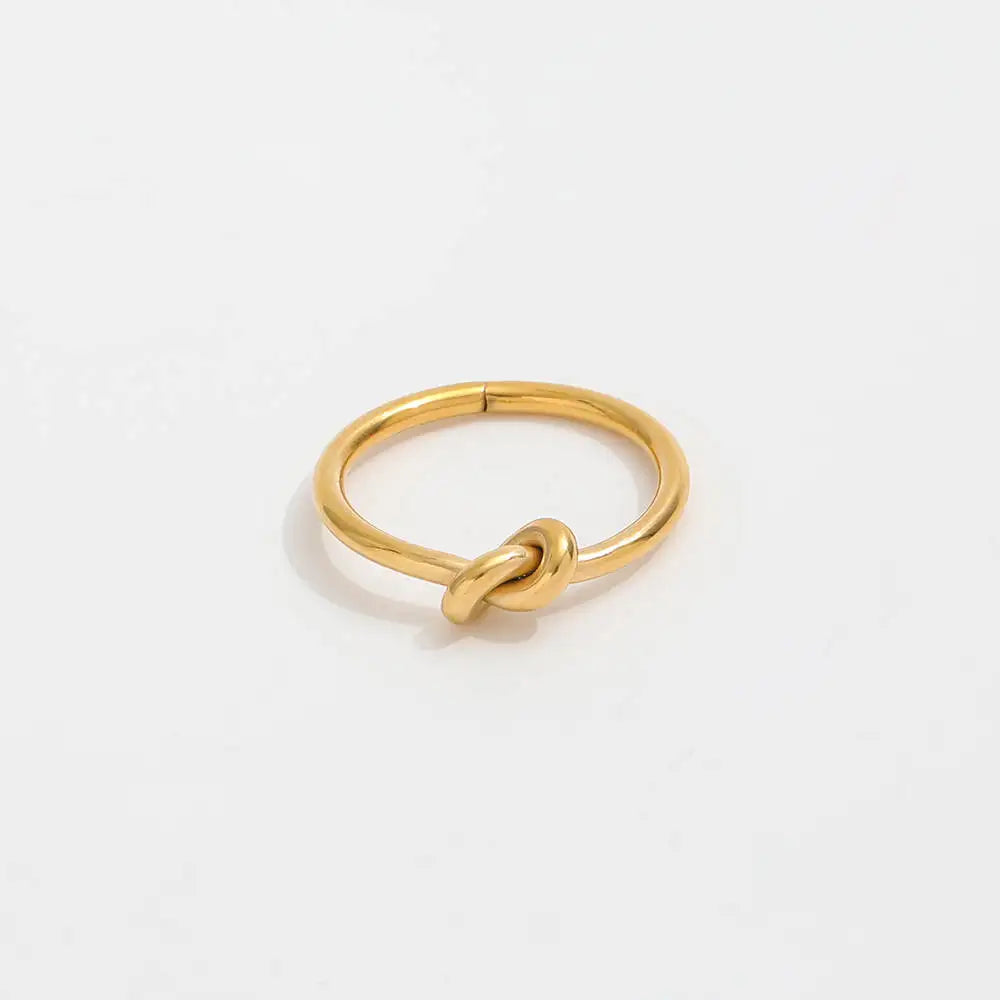 Fenny 18K Gold Plated Wholesale Tarnish Free Personality Classic Gift Knot Stainless Steel Finger Ring Trendy for Women