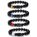 Wholesale 8mm Black Agate Crystal Yellow Tiger Eye Stone Beaded Bracelets for Men Women Elastic Hand Chains for Couple Jewelry